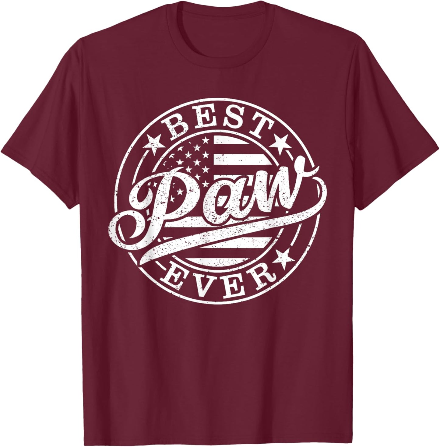 Best Paw Ever Father's Day American US Flag T-Shirt - T-Shirt | Maroon