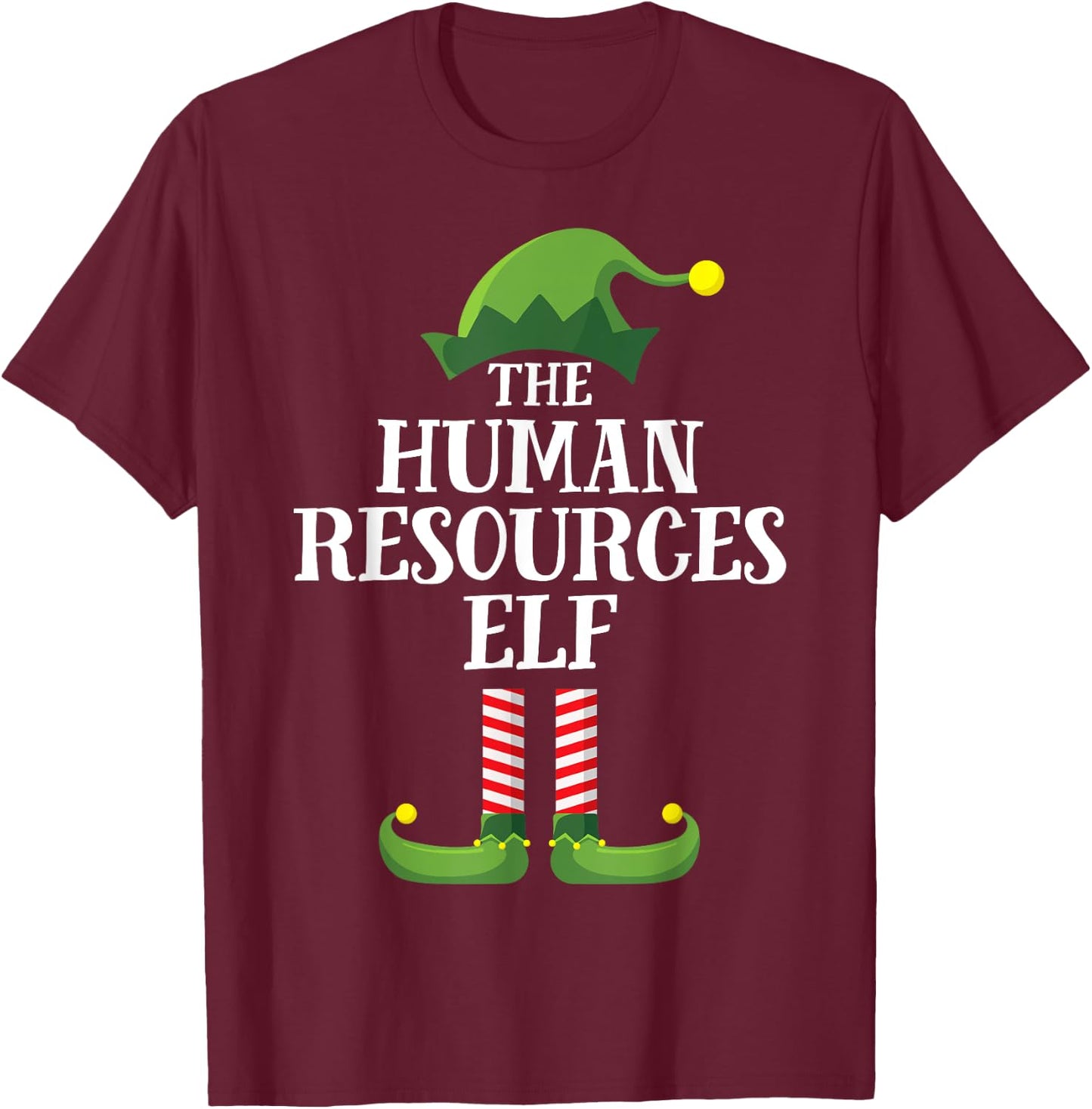 Human Resources Elf Matching Family Group Christmas HR Elf T-Shirt - T-Shirt | Maroon