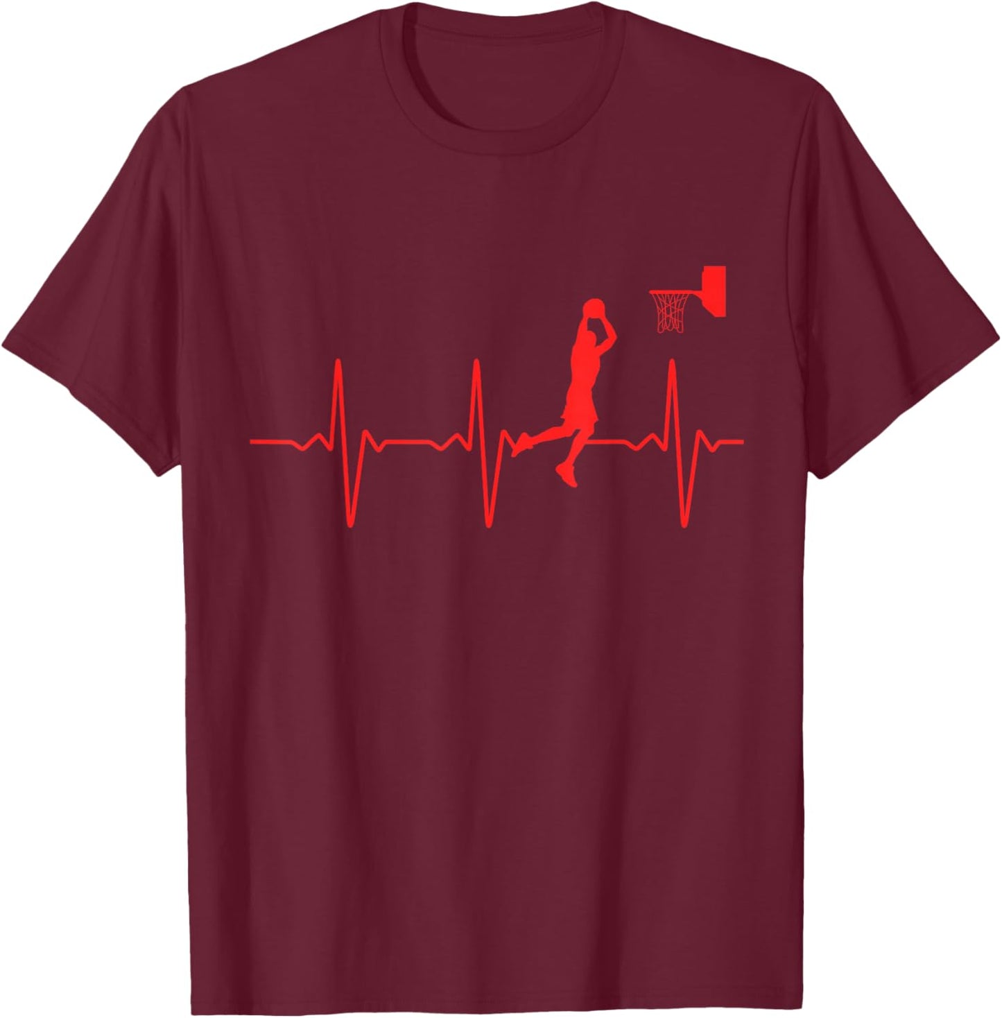 Basketball Heartbeat men boys basketball player T-Shirt - T-Shirt | Maroon