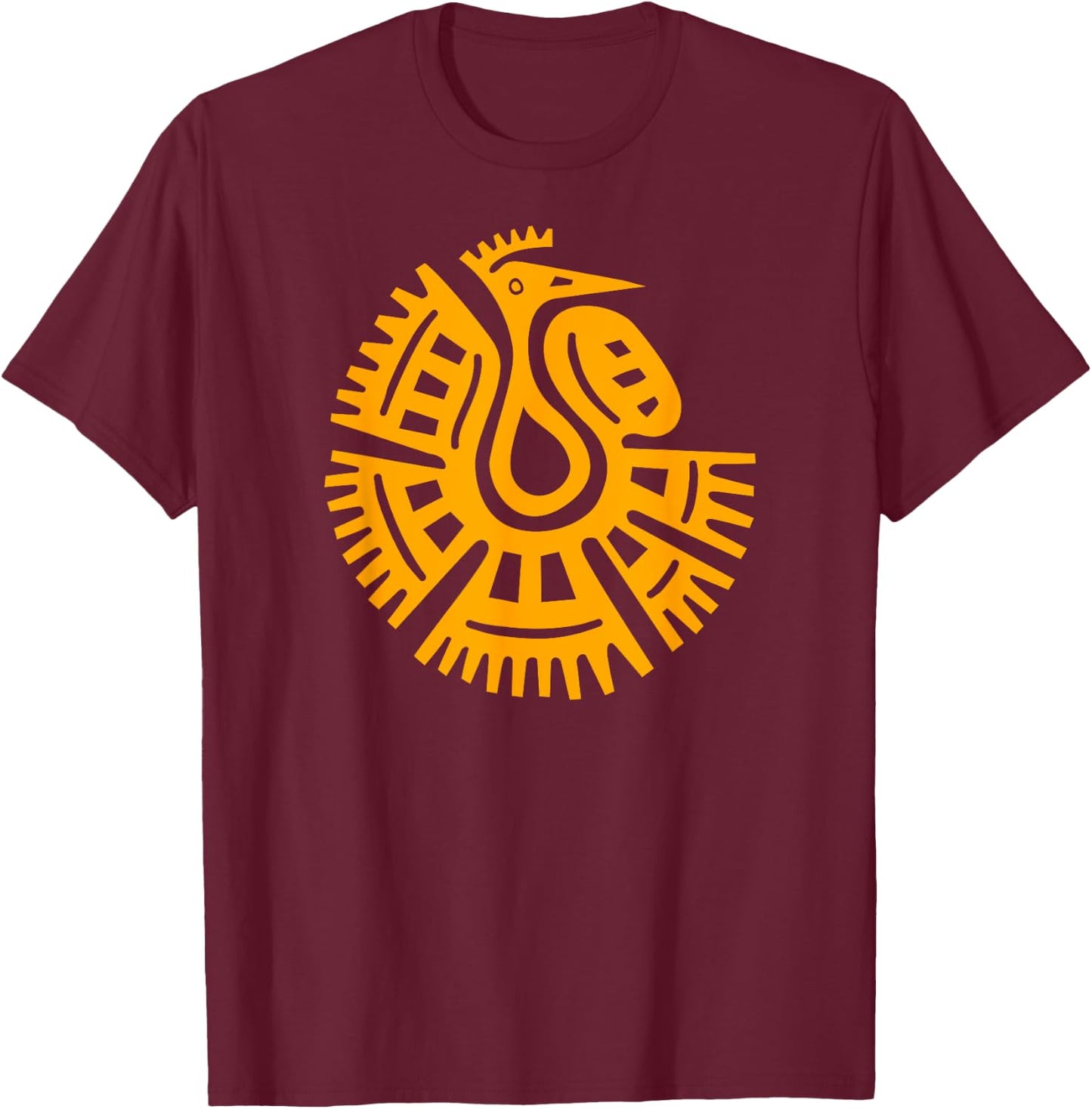 Mexico Mayan Bird Ethnic Symbol T-Shirt - T-Shirt | Maroon