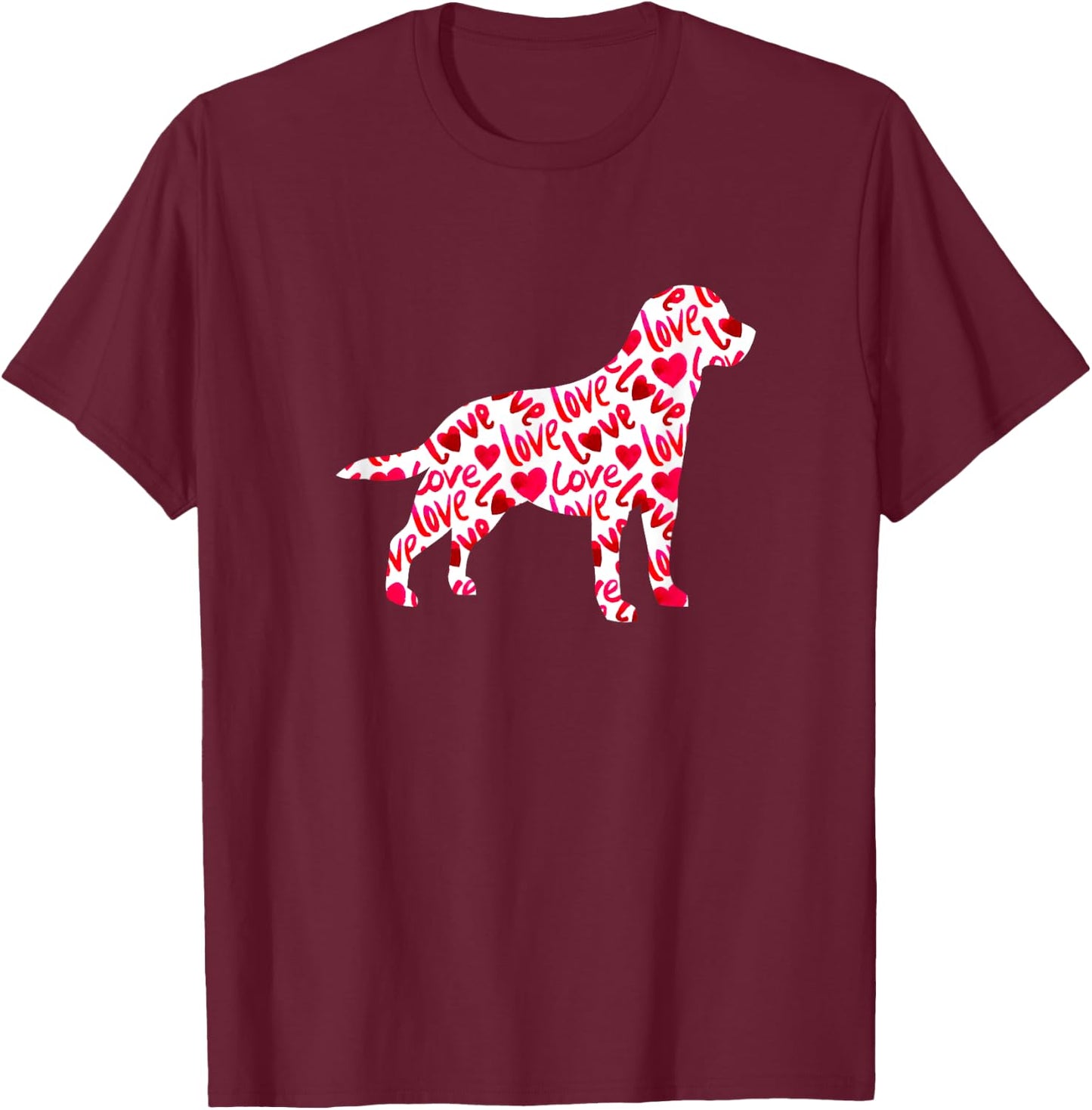 Labrador Retriever Love Heart Dog Valentine's Day Women Kids T-Shirt - T-Shirt | Maroon