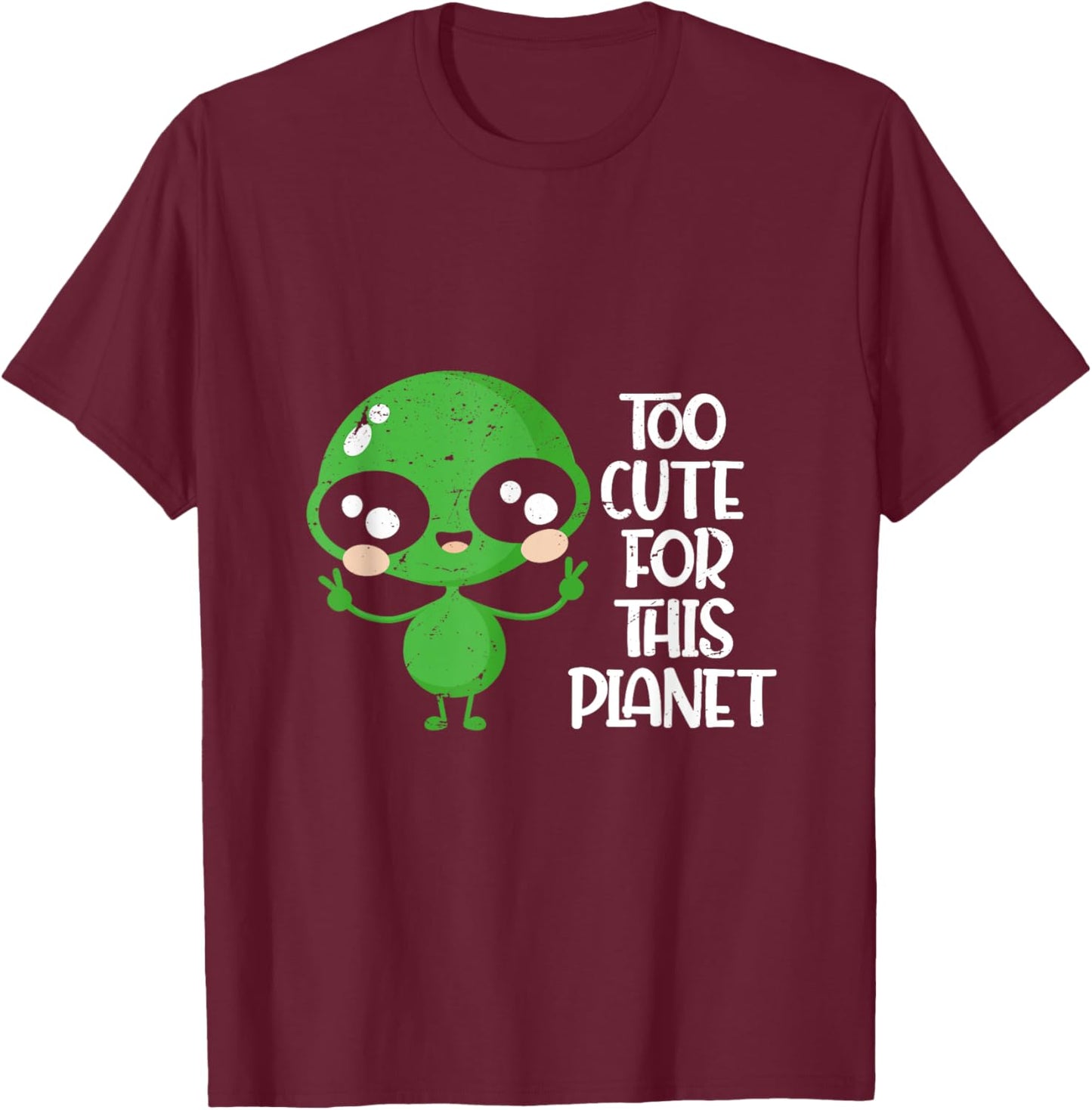 Funny UFO Boys Girls Kids Gift Cute Alien T-Shirt - T-Shirt | Maroon