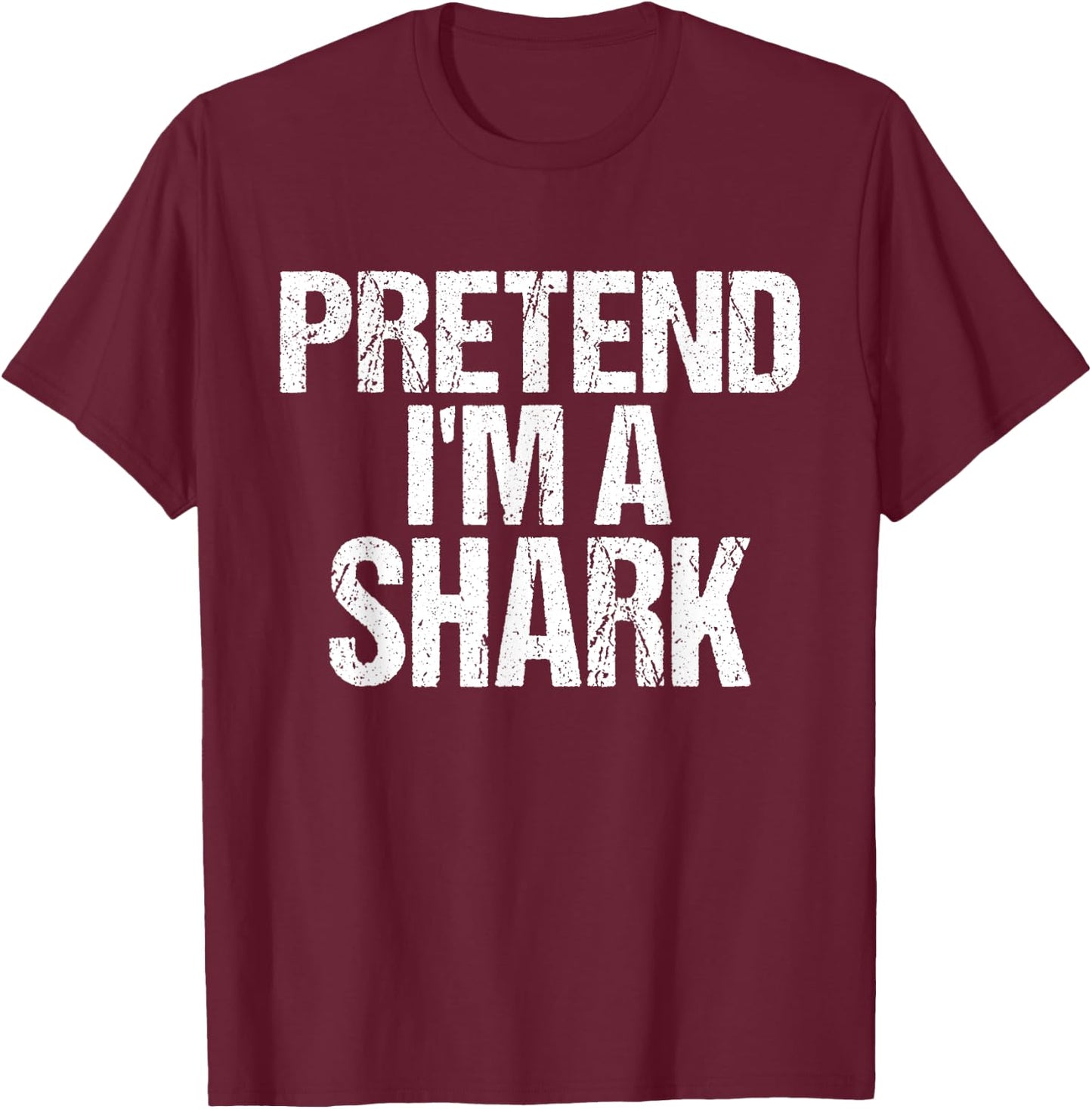 Funny Pretend I'm A Shark Lazy Halloween Costume T-Shirt - T-Shirt | Maroon