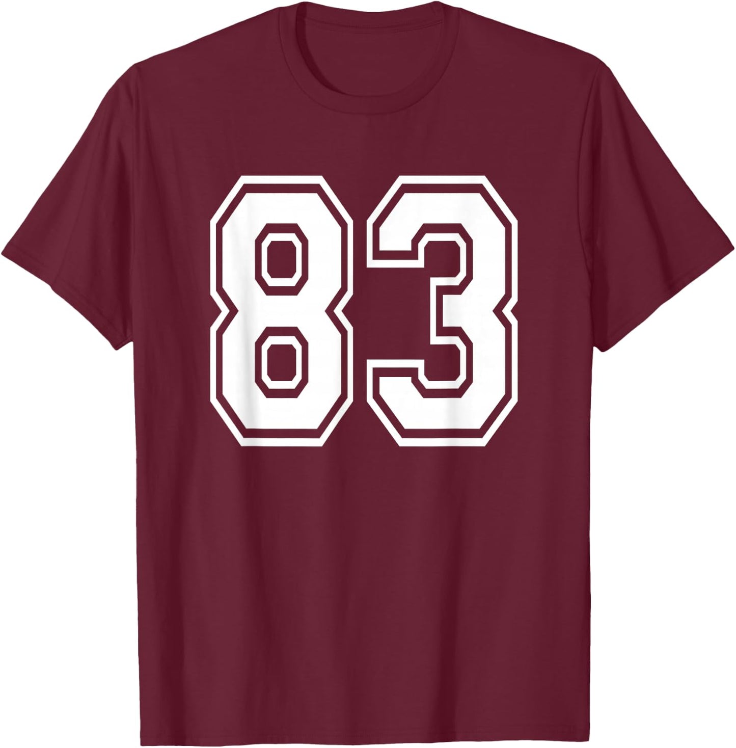 Number 83 83rd Birthday Gift Player Team Numbered Jersey T-Shirt - T-Shirt | Maroon