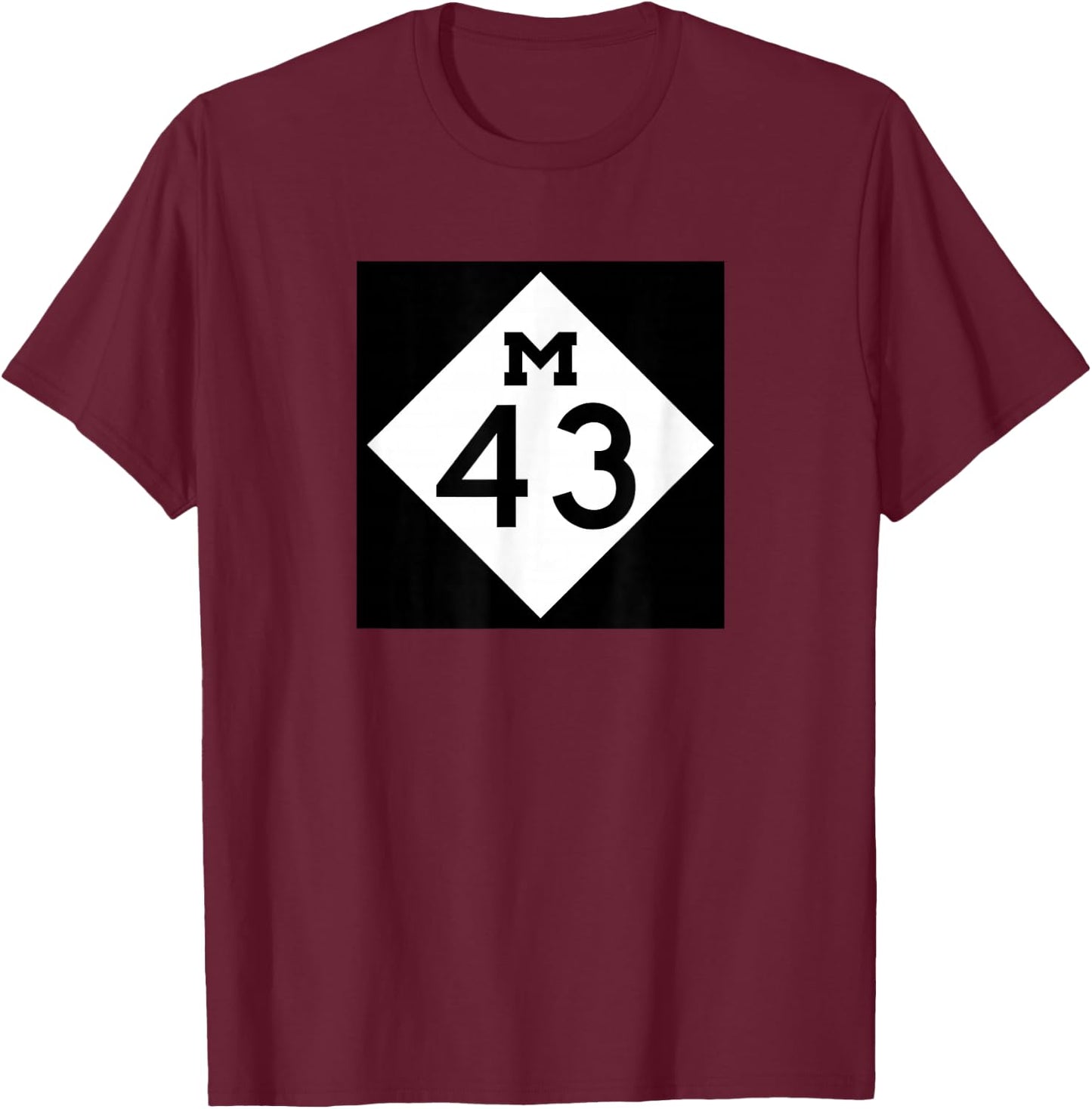 M-43 Michigan Highway Classic Roadway Logo T-Shirt - T-Shirt | Maroon