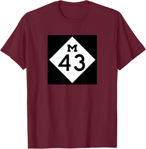 M-43 Michigan Highway Classic Roadway Logo T-Shirt - T-Shirt | Maroon