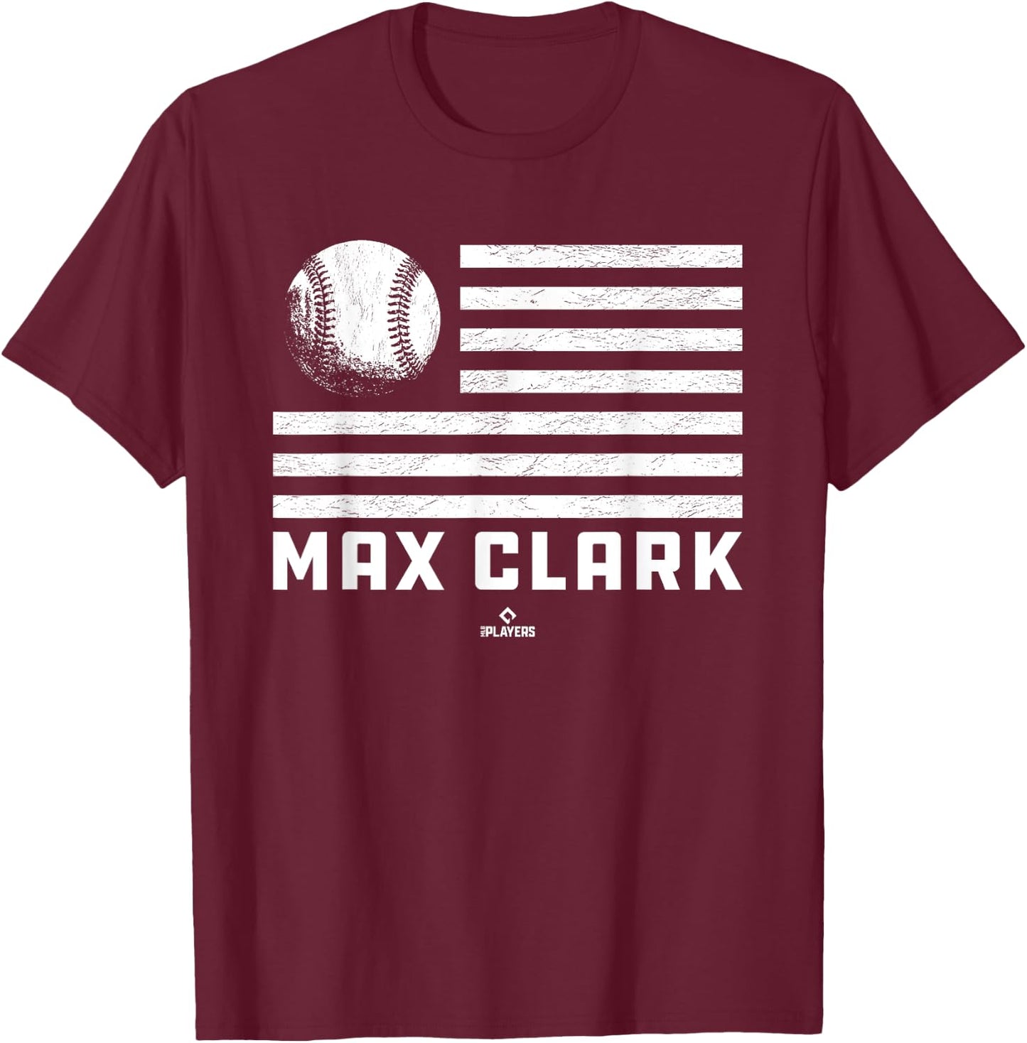 Flag Stripes Max Clark Prospect Baseball Fan Gear T-Shirt - T-Shirt | Maroon