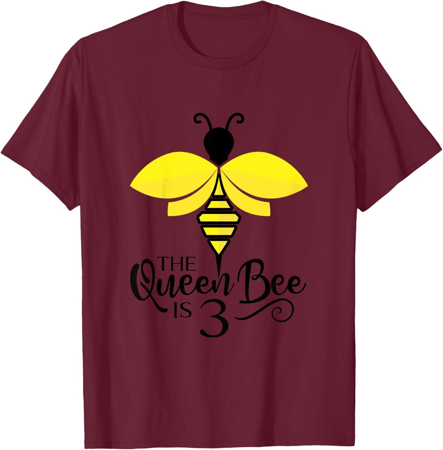 Kids 3rd Birthday The Queen Bee Is 3 Years Old Bumblebee T-Shirt - T-Shirt | Maroon