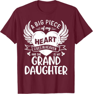 My Heart Lives In Heaven And She Is My Granddaughter Grandma T-Shirt - T-Shirt | Maroon