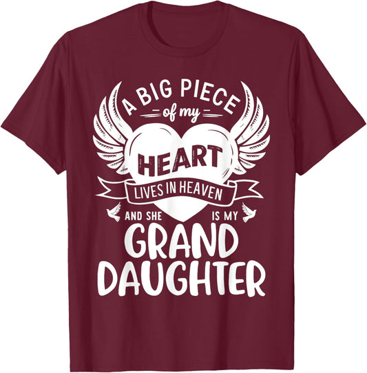 My Heart Lives In Heaven And She Is My Granddaughter Grandma T-Shirt - T-Shirt | Maroon