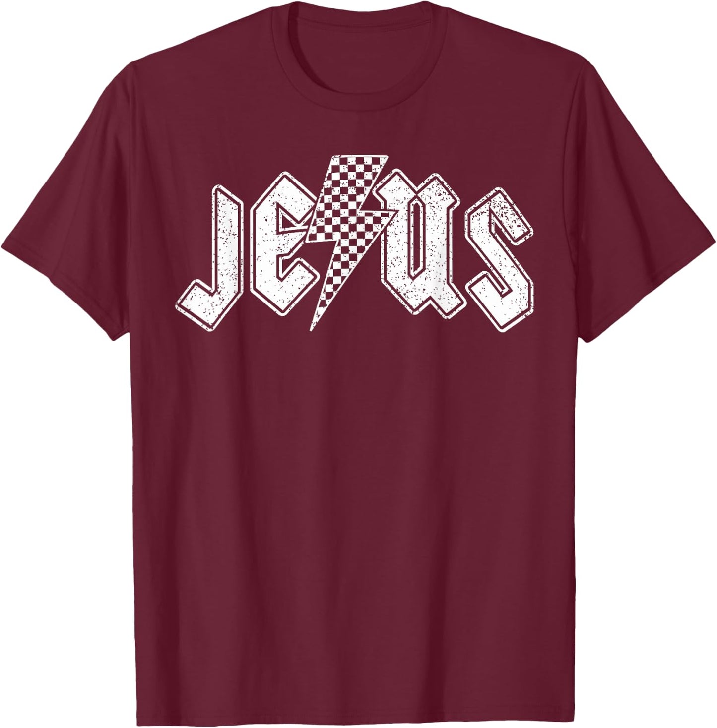 Retro Jesus Lightning Bolt Christian Design T-Shirt - T-Shirt | Maroon