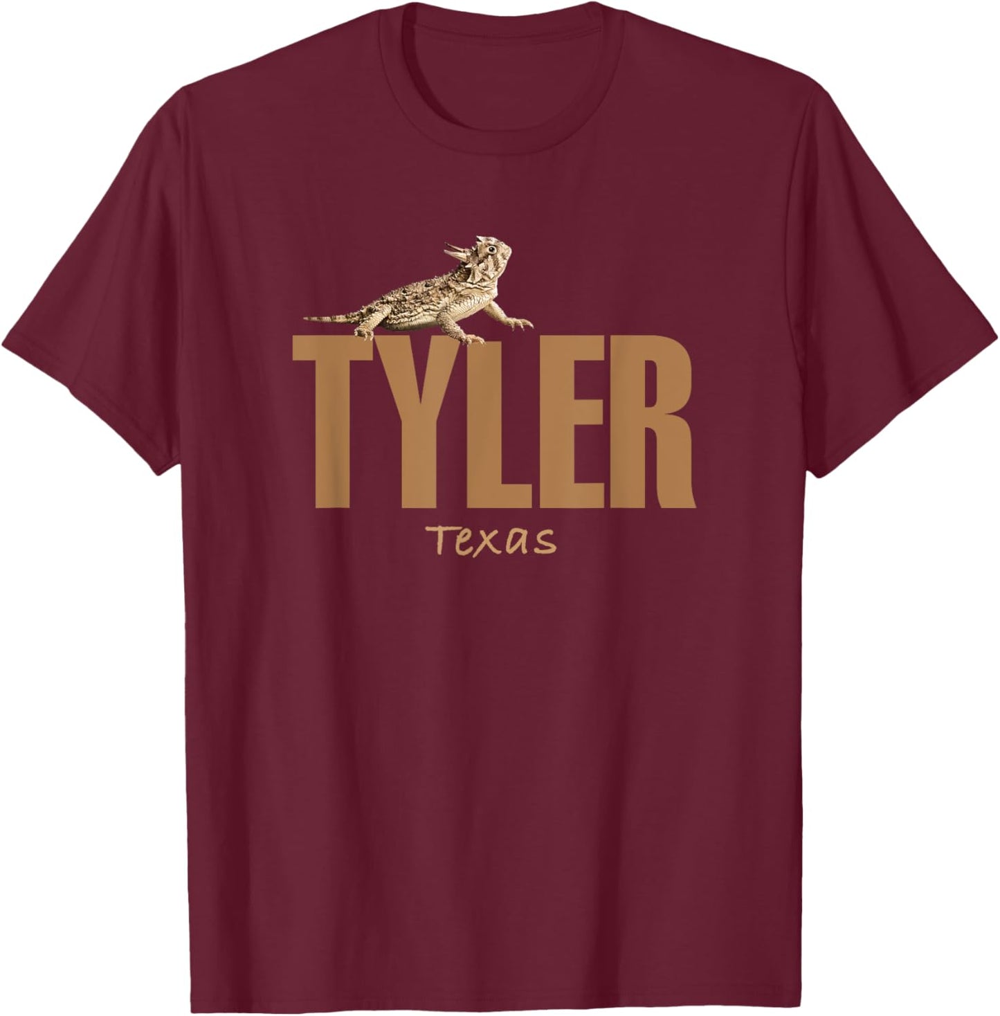 Tyler Texas Horned Toad Design T-Shirt - T-Shirt | Maroon