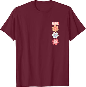 Marvel - Pastel Spring Stacked Logos T-Shirt - T-Shirt | Maroon
