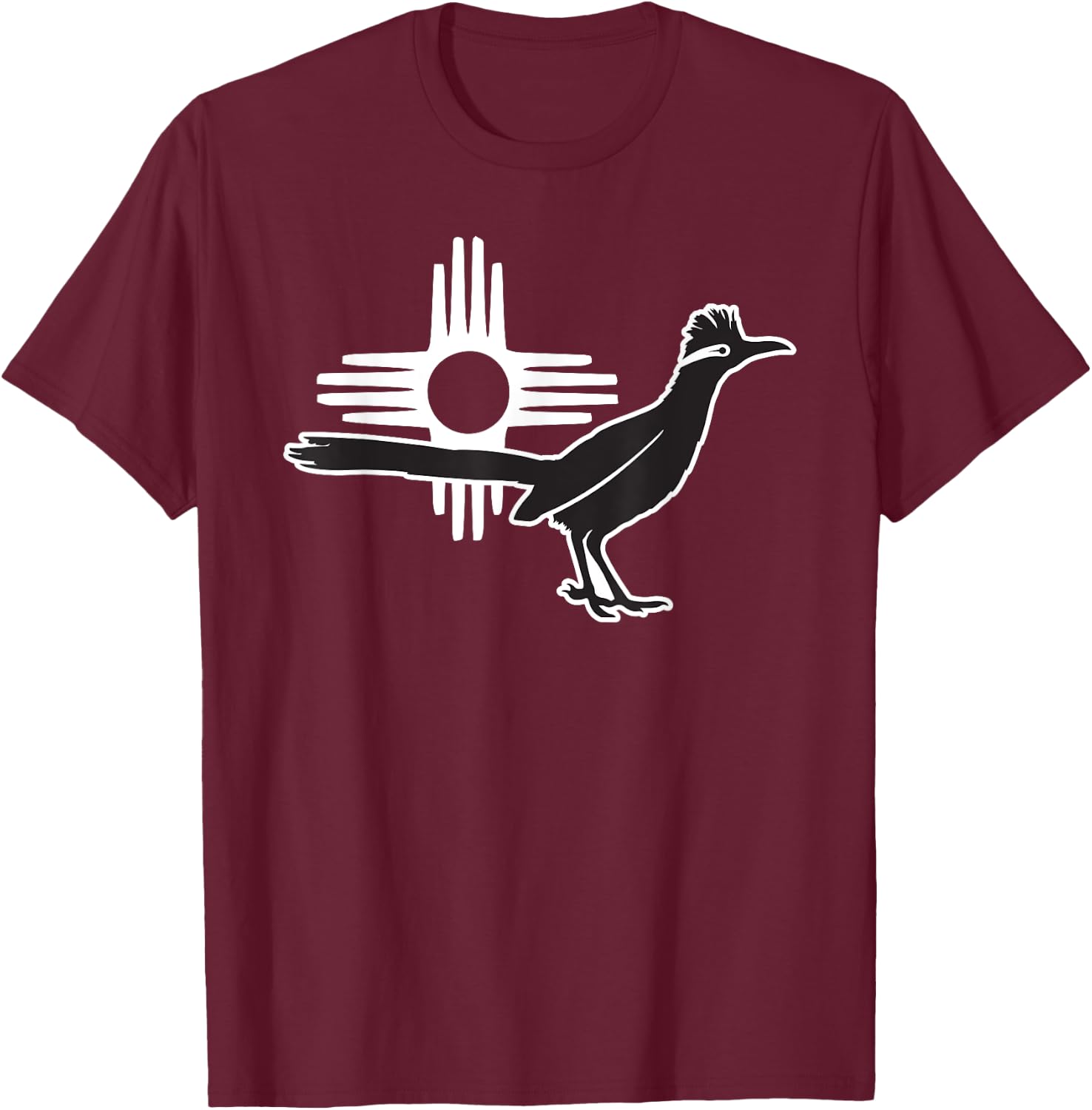 Roadrunner Zia: Bird Symbol of New Mexico and Southwest T-Shirt - T-Shirt | Maroon