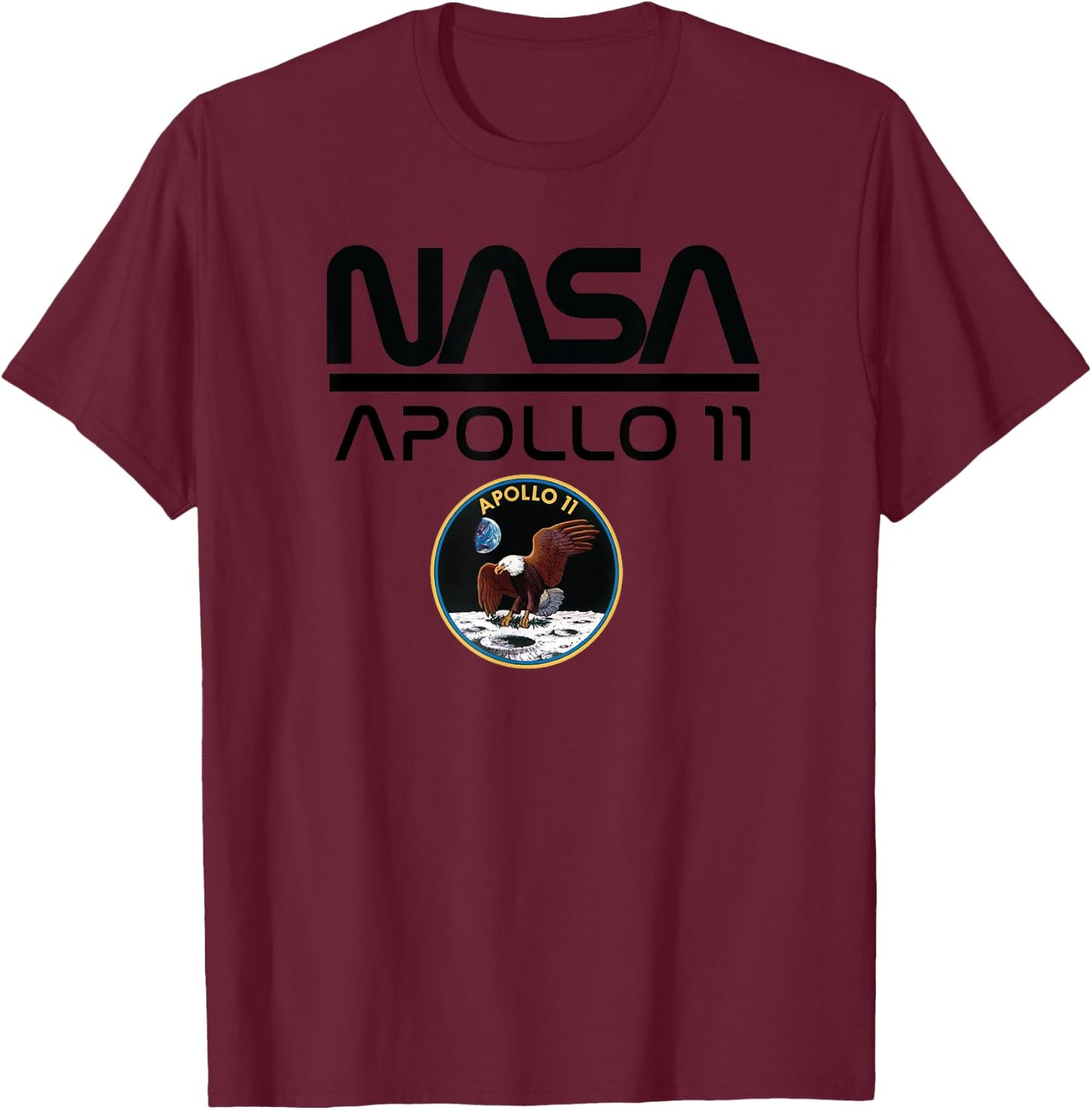 Apollo 11 NASA Space Moon Landing Astronaut Logo T-Shirt - T-Shirt | Maroon