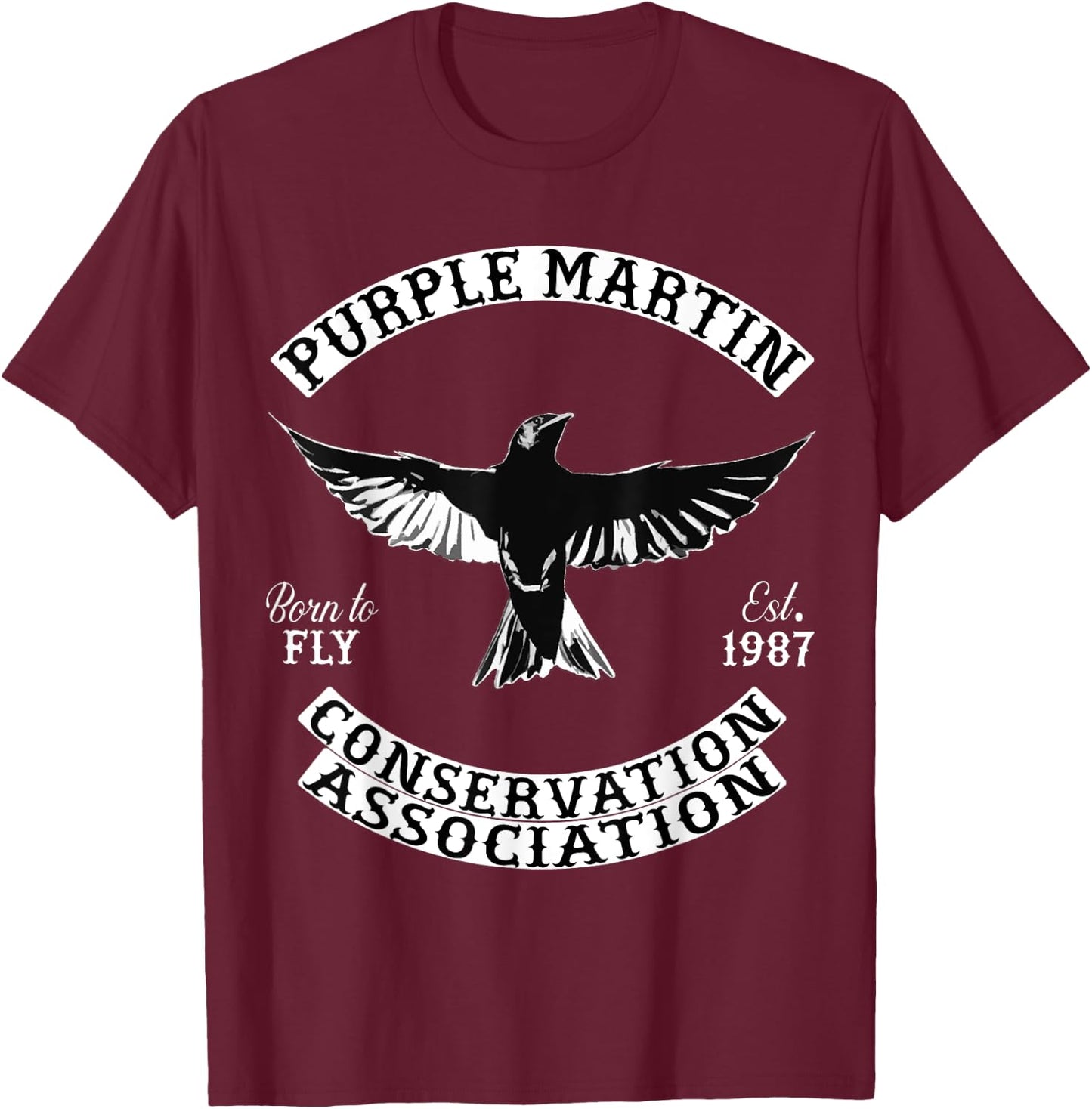 Purple Martin Biker Style T-Shirt - T-Shirt | Maroon