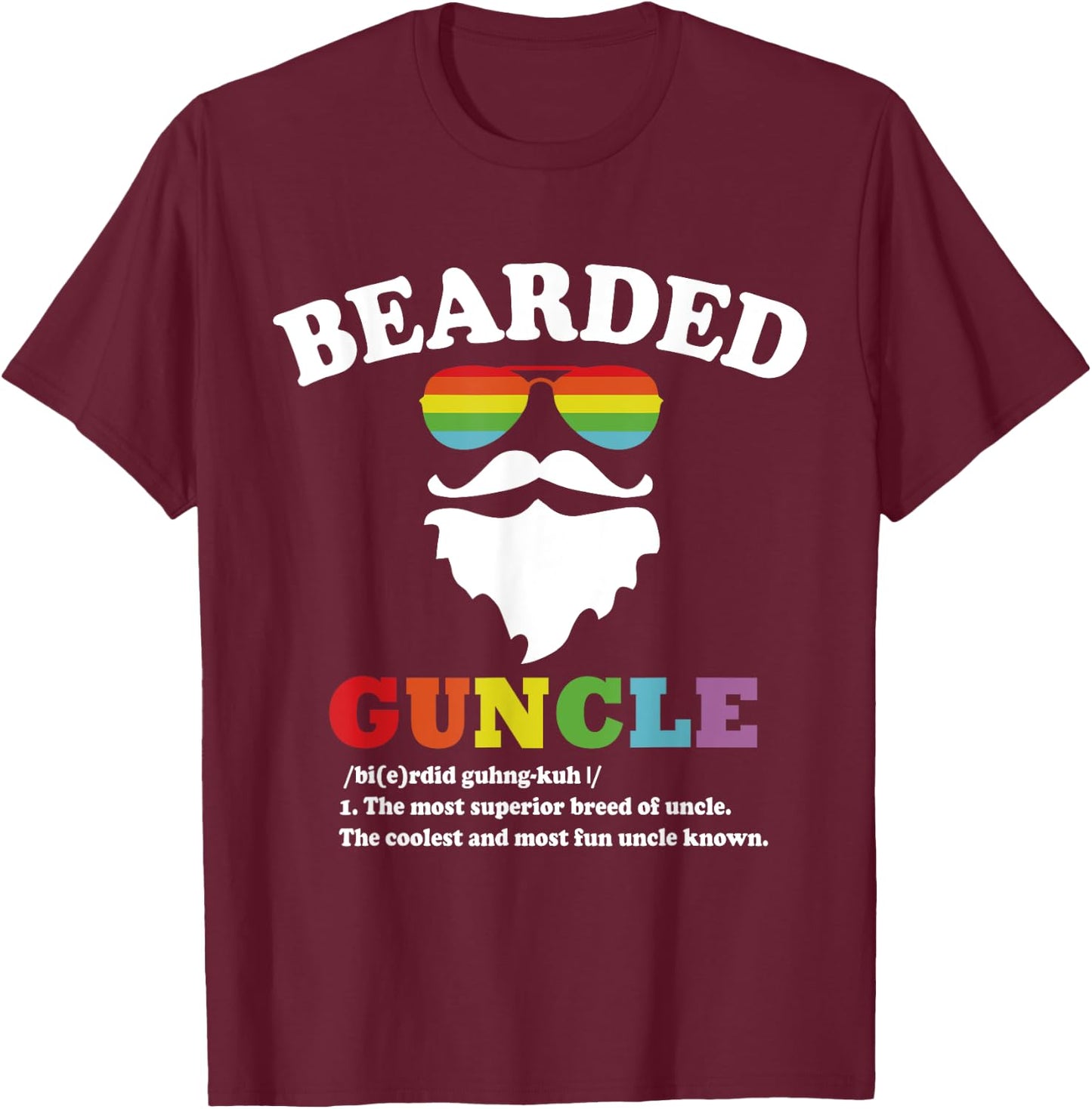 Bearded Guncle T-Shirt - T-Shirt | Maroon