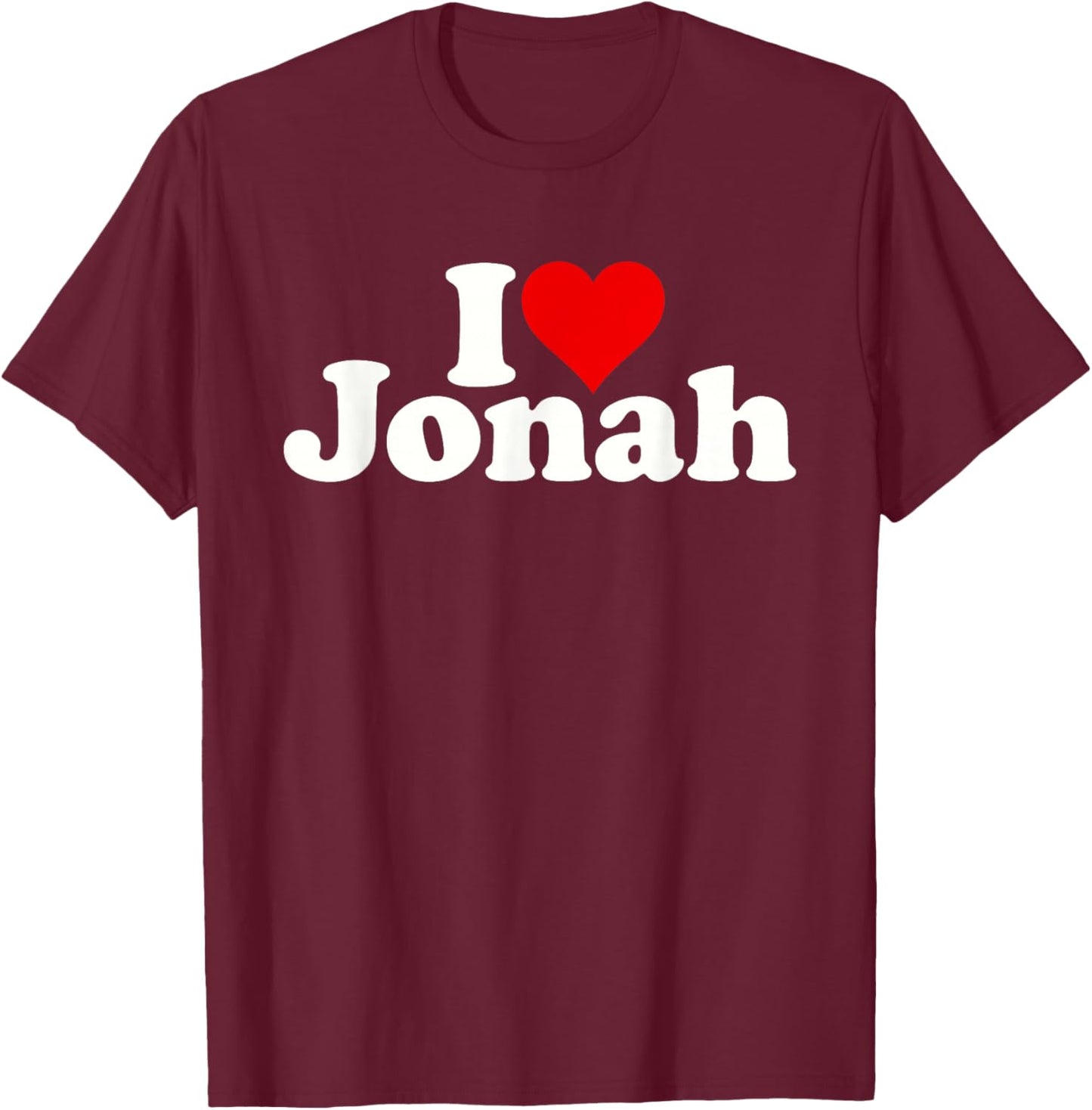 I Love Heart Jonah T-Shirt - T-Shirt | Maroon