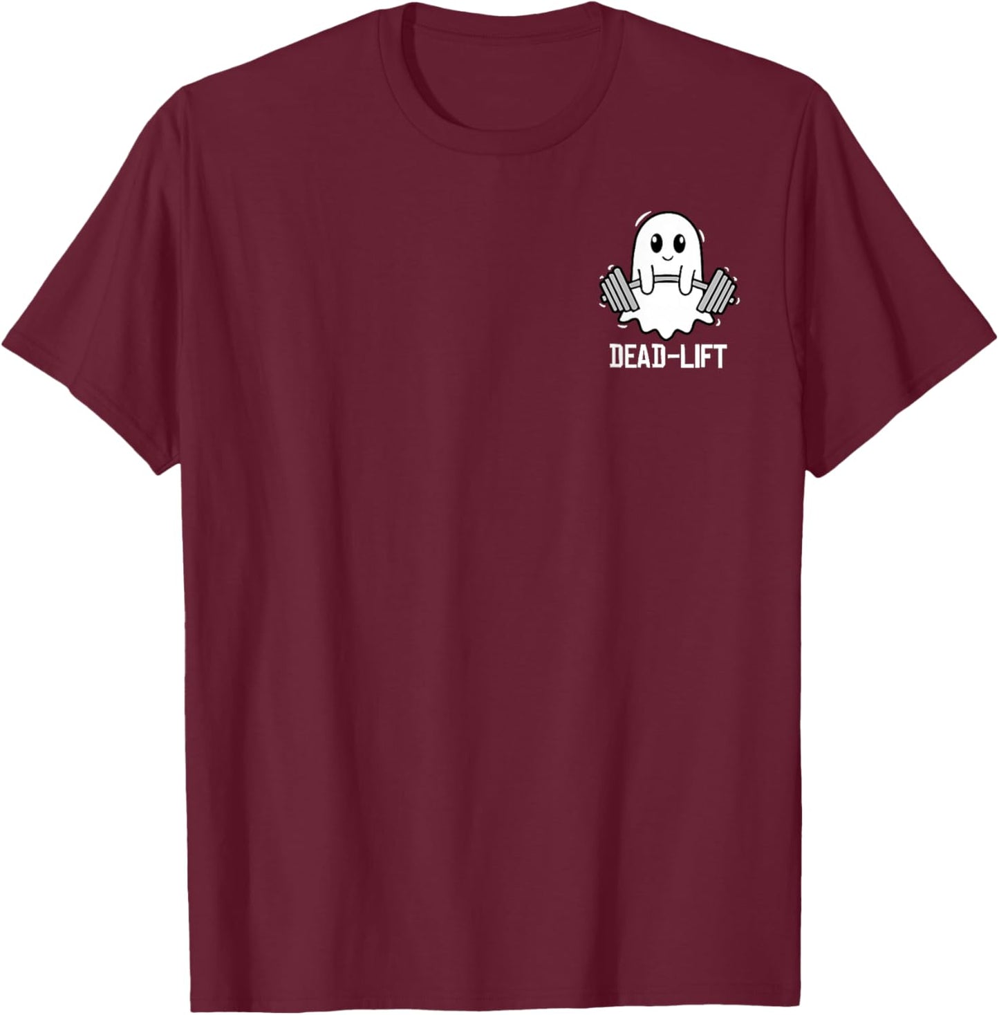 Dead Lift Funny Ghost Gymer Halloween Weight Lifting Pocket T-Shirt - T-Shirt | Maroon