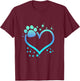 Blue Paw Print Heart Cute Dog Cat Love Valentines Day Men Women Girls Kids T-Shirt - T-Shirt | Maroon