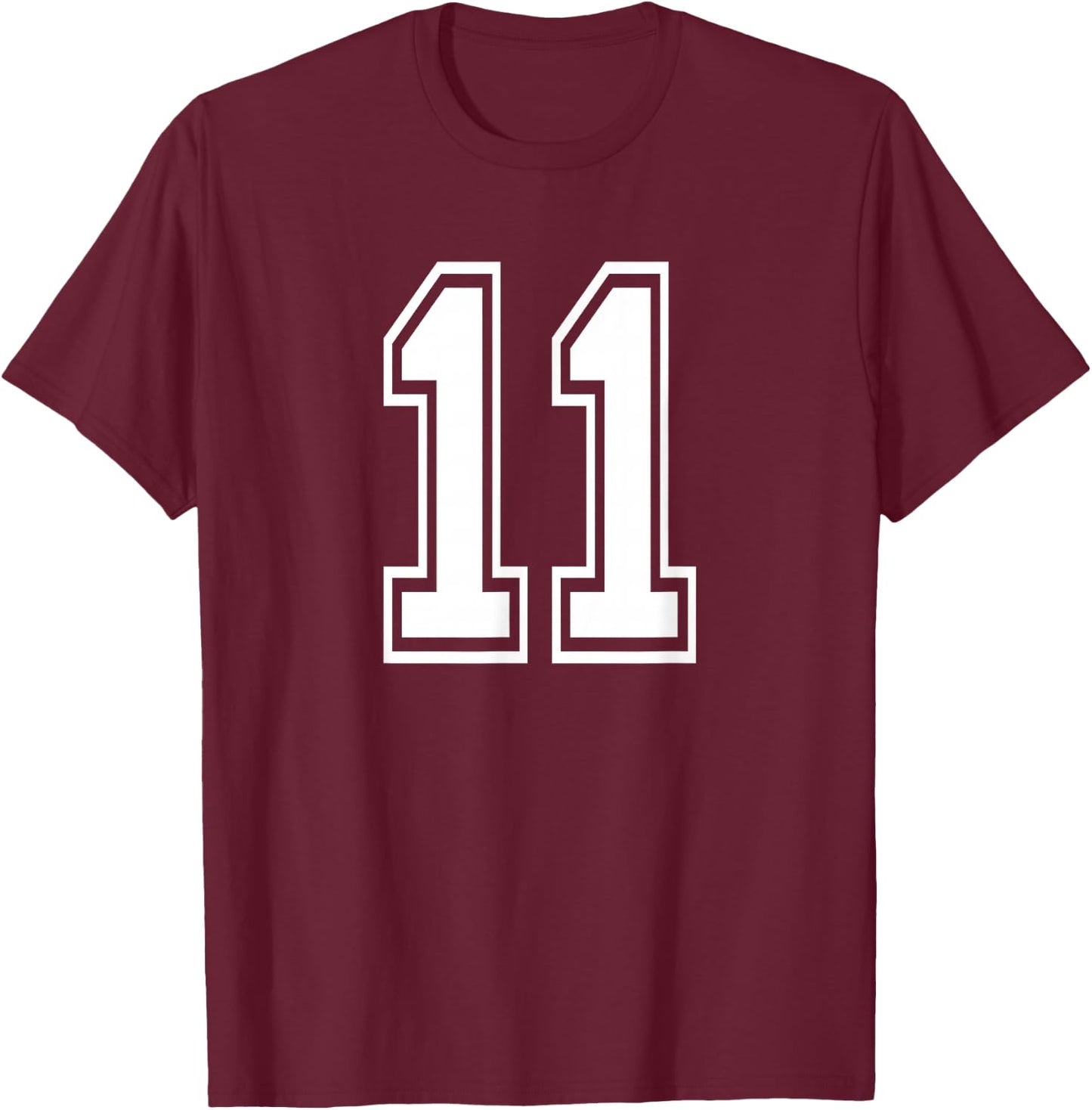 Number 11 Birthday Gift Sports Player Team Numbered Jersey T-Shirt - T-Shirt | Maroon