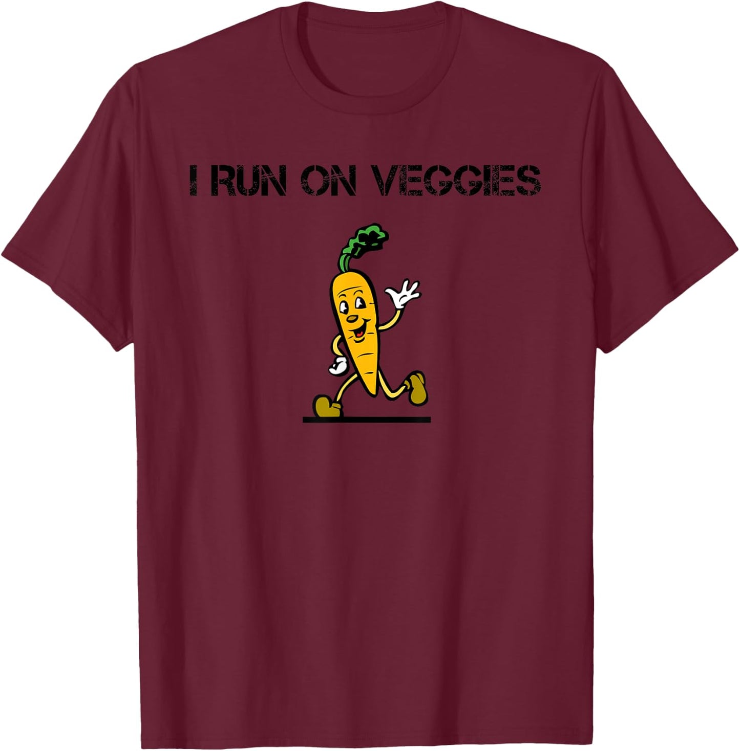 I Run On Veggies Vegetarian Runner Vegan Cardio Athlete T-Shirt - T-Shirt | Maroon