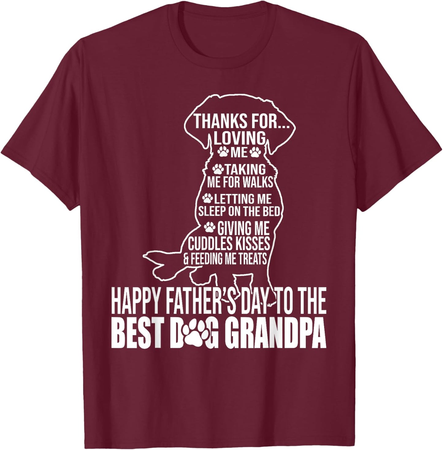 Happy Father's Day To The Best Dog Grandpa Proud Grandpa T-Shirt - T-Shirt | Maroon