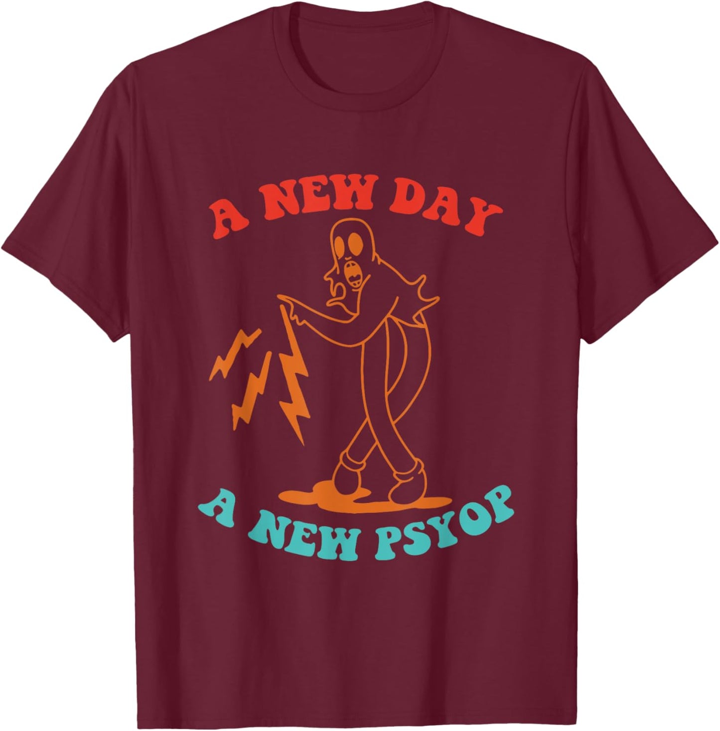 A New Day A New Psyop Retro Vintage T-Shirt - T-Shirt | Maroon