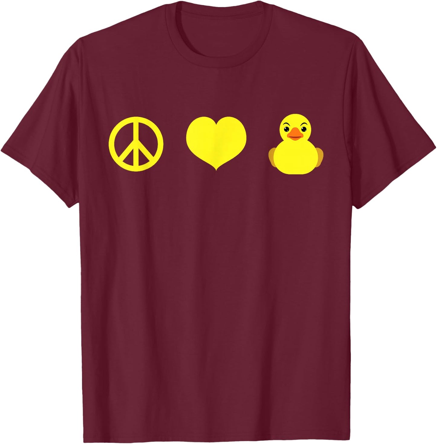 Rubber Duck Peace Love as Men, Women, Kids Rubber Ducky T-Shirt - T-Shirt | Maroon