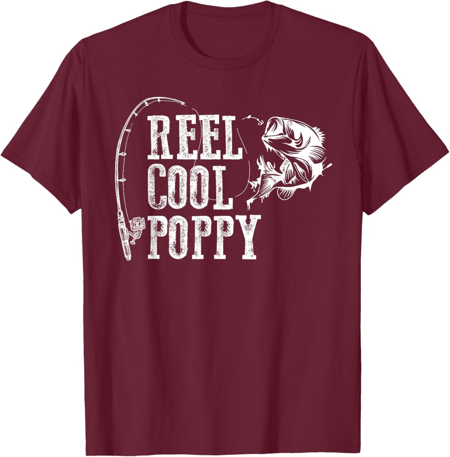 Poppy Fishing: Reel Cool Poppy T-Shirt - T-Shirt | Maroon