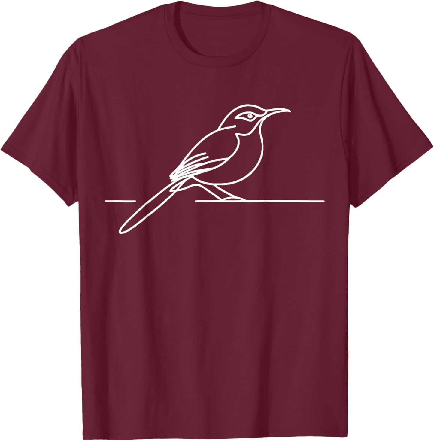 Brown Thrasher Line Art Birdwatcher T-Shirt - T-Shirt | Maroon