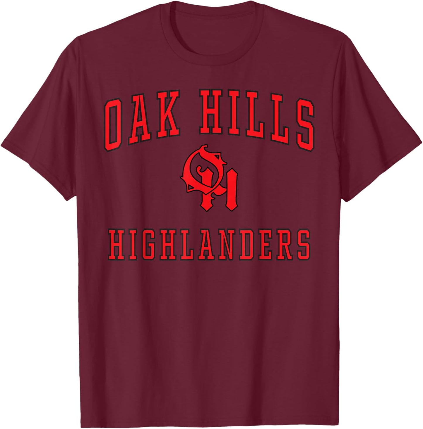 Oak Hills High School Highlanders C1 T-Shirt - T-Shirt | Maroon
