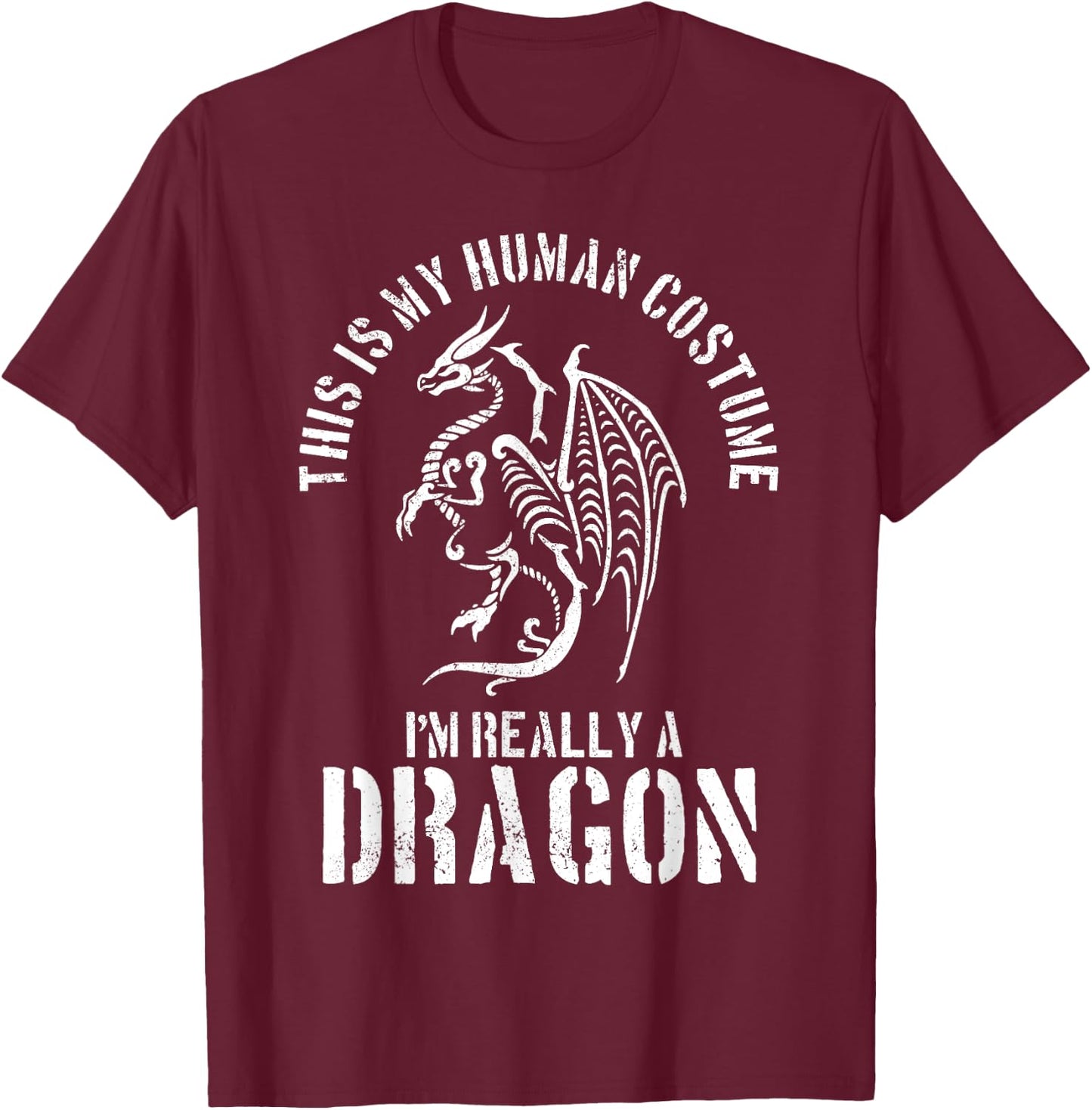 Dragon Shirt - People Costume Fantasy Funny Halloween T-Shirt - T-Shirt | Maroon