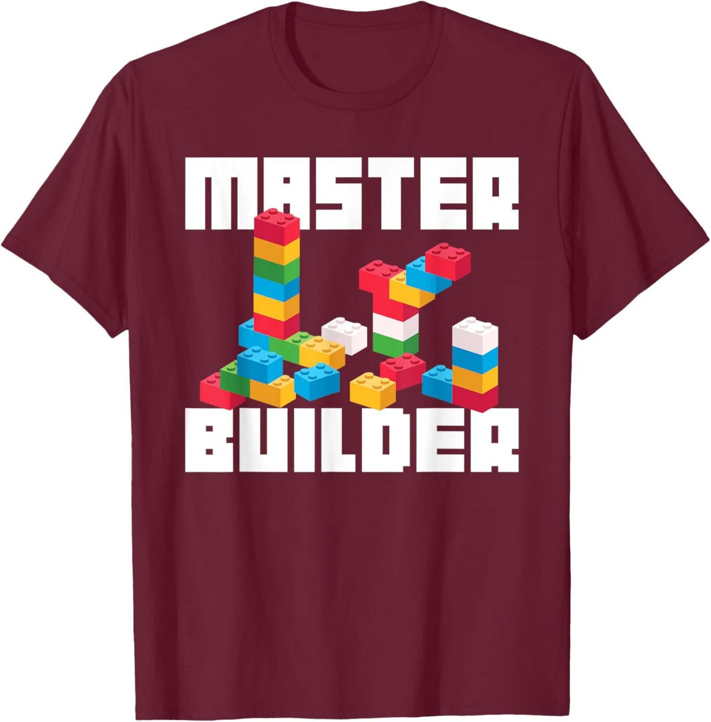 Cool Master Builder Funny Building Blocks Gift Men Women T-Shirt - T-Shirt | Maroon