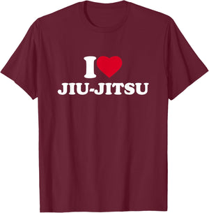 I Love Heart Jiu Jitsu Lover JiuJitsu T-Shirt - T-Shirt | Maroon