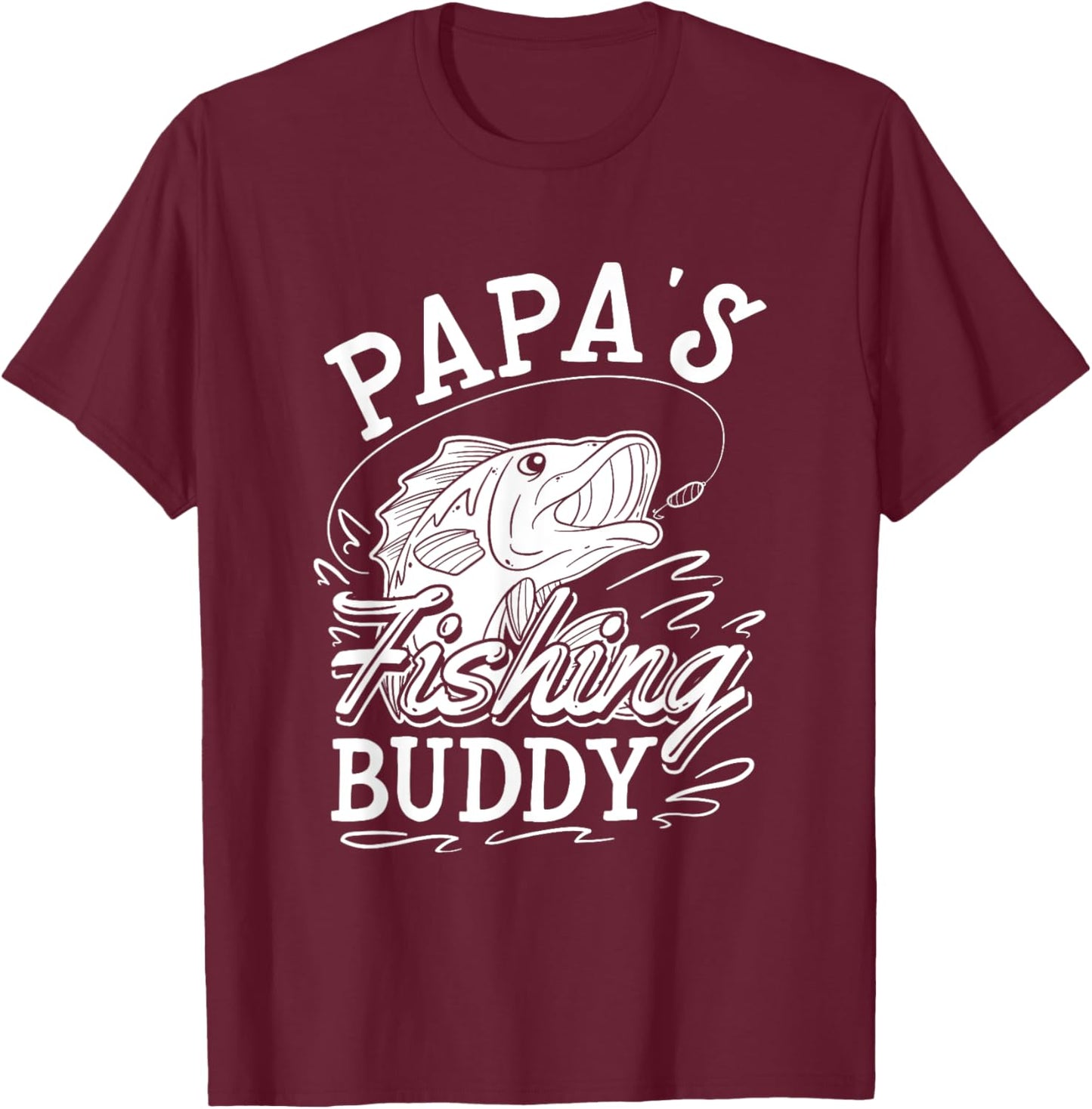 Papas Fishing Buddy T-Shirt - T-Shirt | Maroon