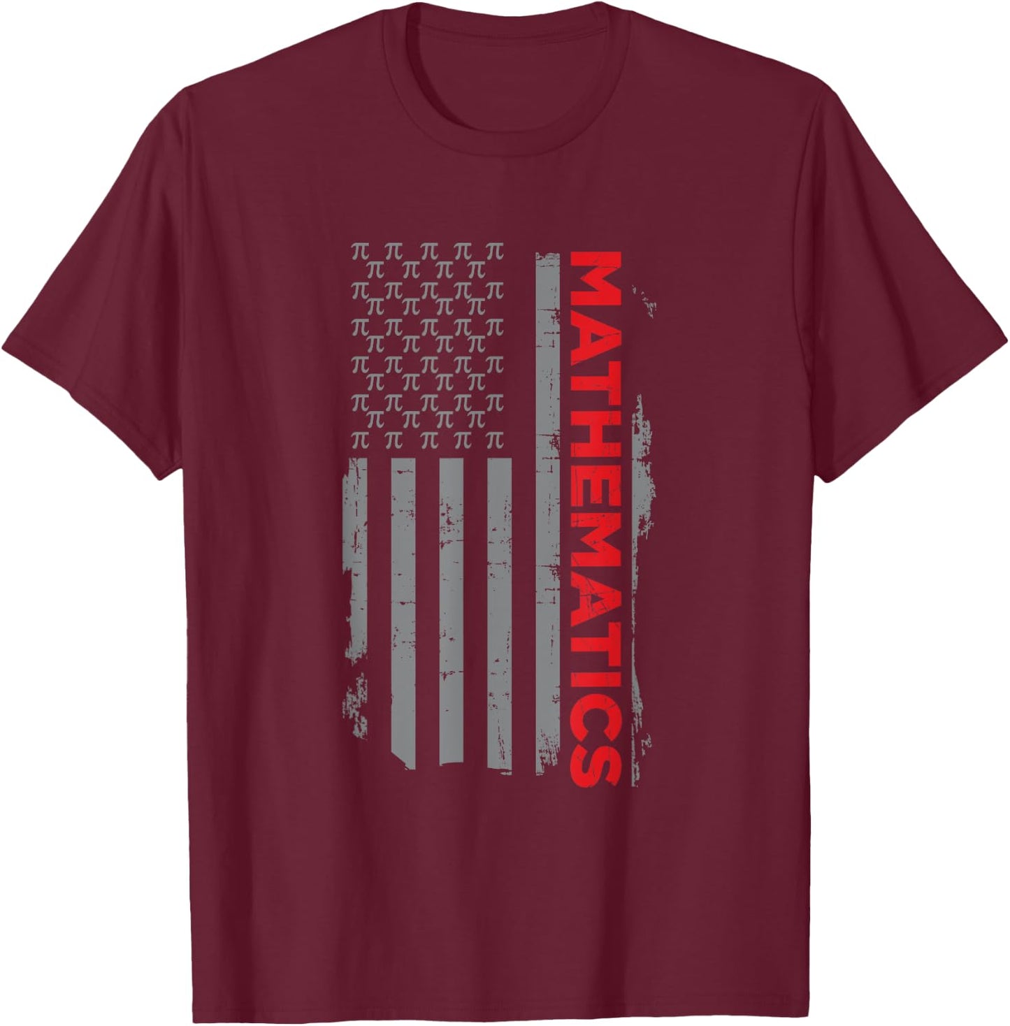 Retro American Flag Mathematics Gift Math Lover Pi Day T-Shirt - T-Shirt | Maroon