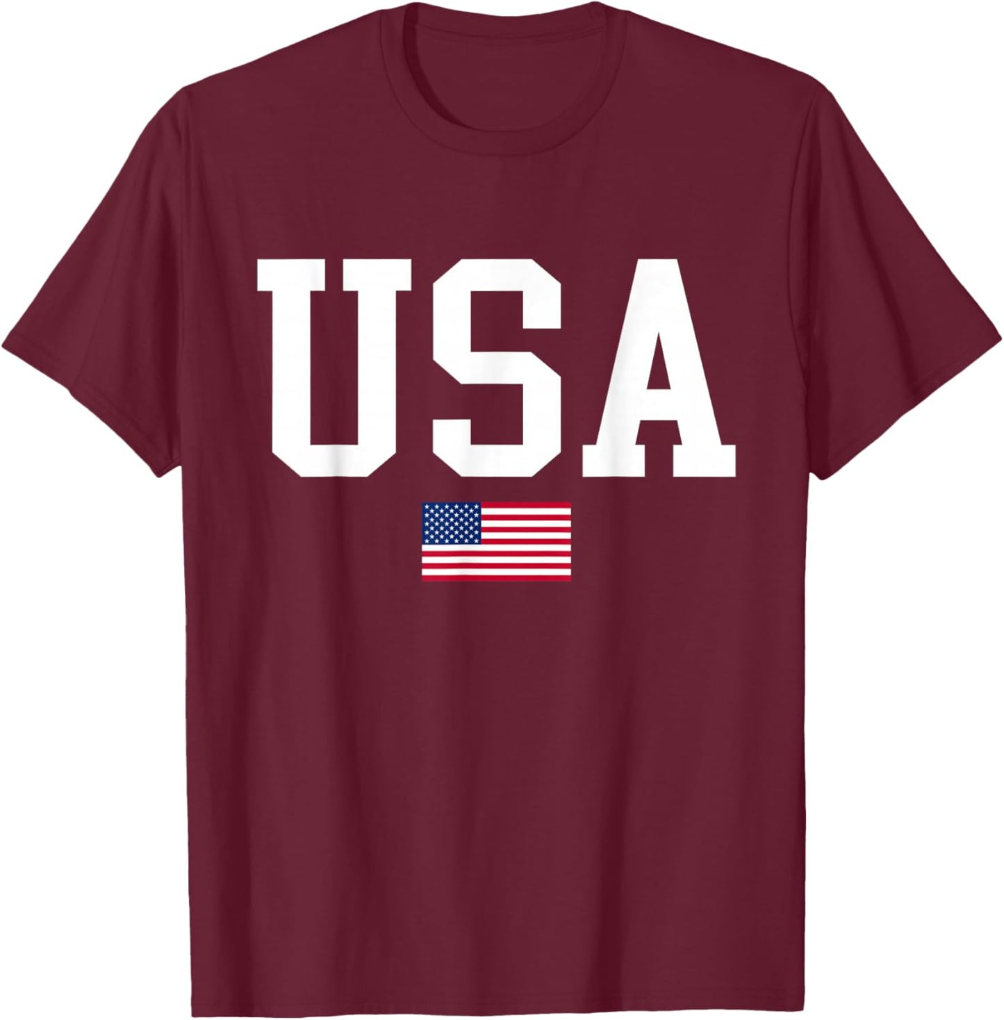 USA Patriotic American Flag Women Kids Boys Girls US T-Shirt - T-Shirt | Maroon