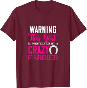 Farrier Protected Girl Trimming Equine Horseshoe Hoof T-Shirt - T-Shirt | Maroon