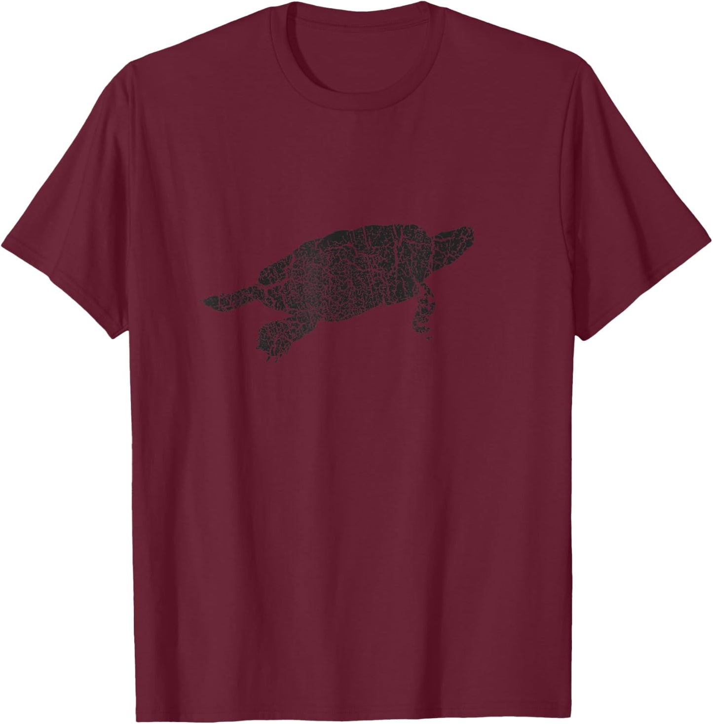 Snapping Turtle Distressed Print - Vintage Snapping Turtle T-Shirt - T-Shirt | Maroon