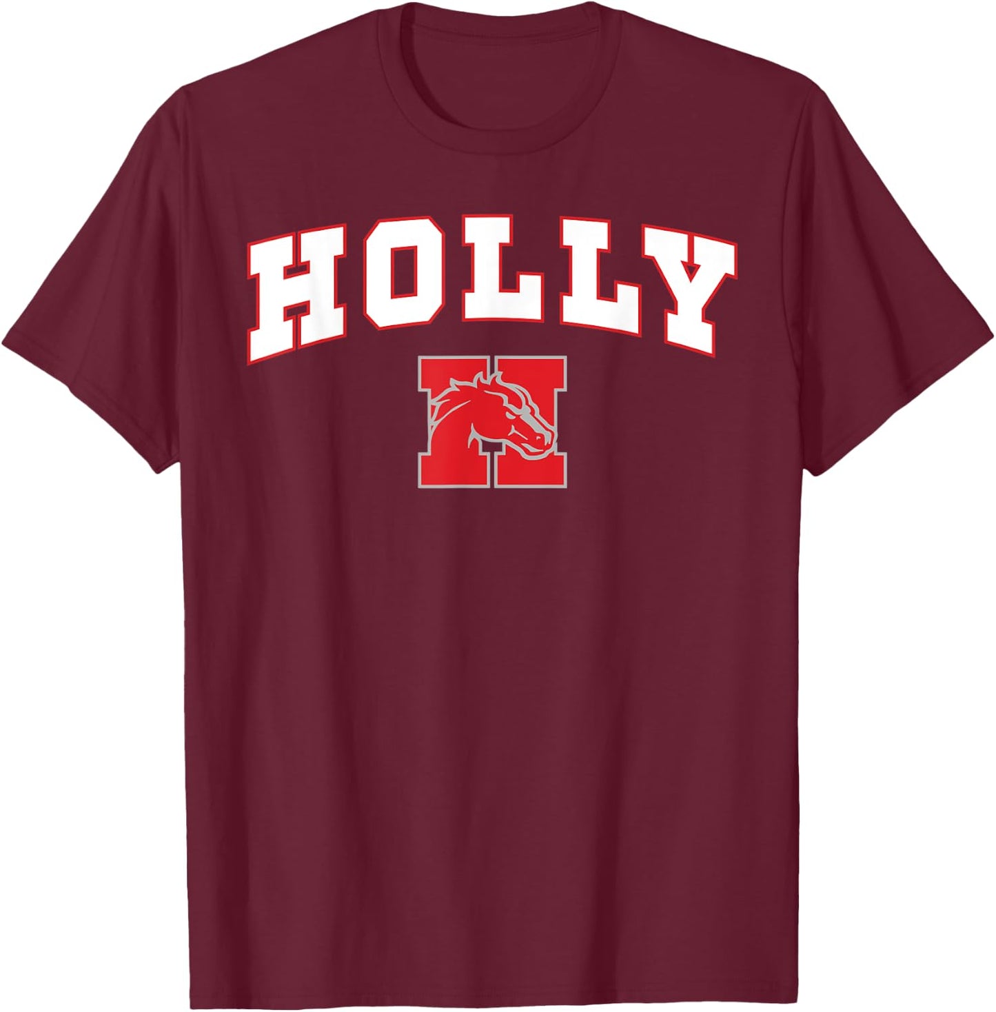Holly High School Bronchos T-Shirt - T-Shirt | Maroon