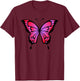 Intense Red and Purple Butterfly T-Shirt - T-Shirt | Maroon