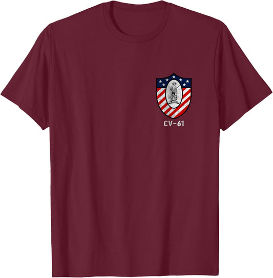 USS Ranger CV-61 Logo Aircraft Carrier Sailor Veteran Papa T-Shirt - T-Shirt | Maroon