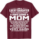 I Am A Lucky Daughter I'm Raised By A Freaking Awesome Mom T-Shirt - T-Shirt | Maroon