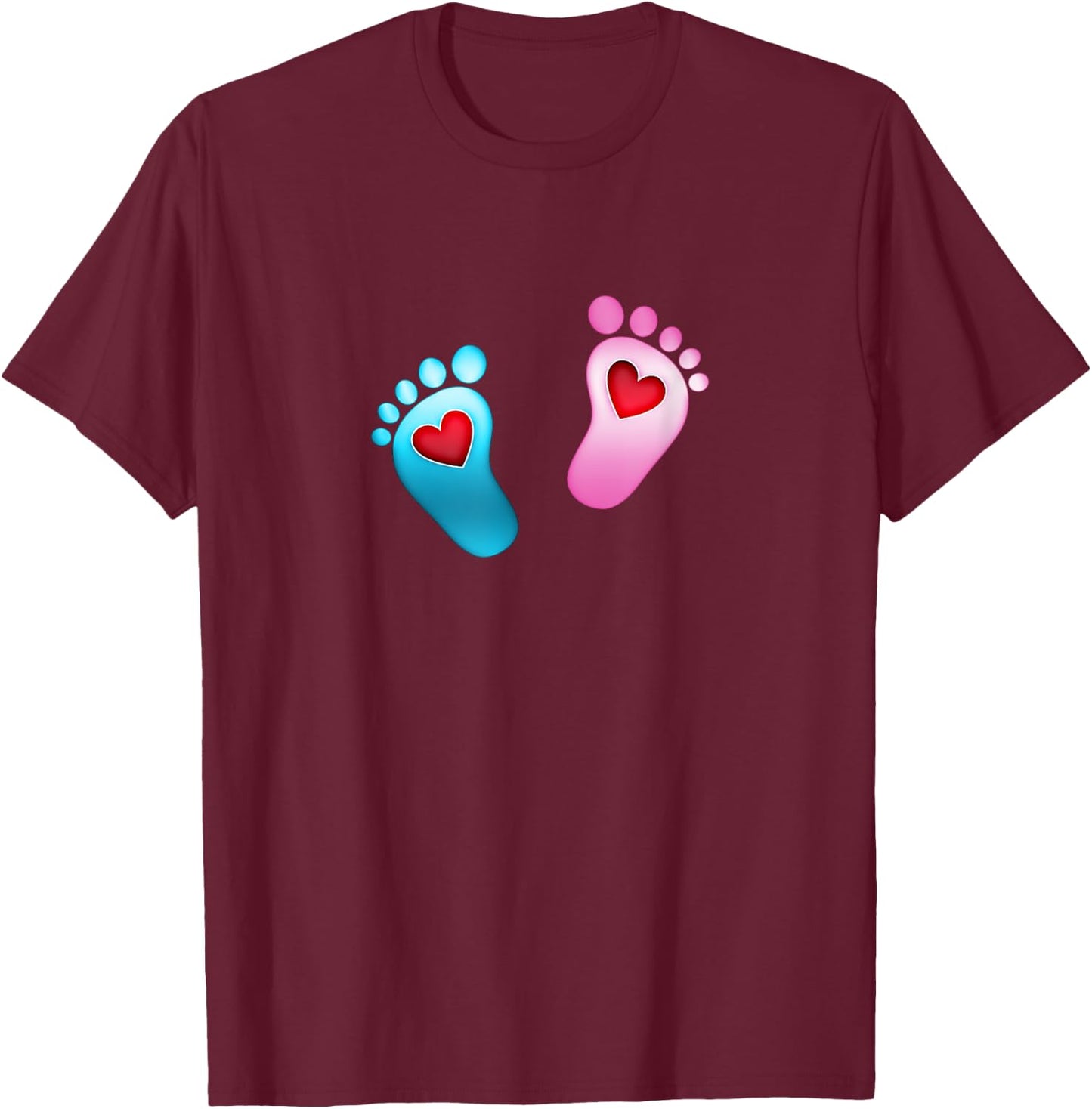Baby footprint love heart foot feet boy girl valentine T-Shirt - T-Shirt | Maroon