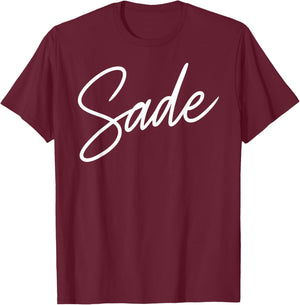 Sade Name Women Cute Girl Elegant Female Love Handwriting T-Shirt - T-Shirt | Maroon
