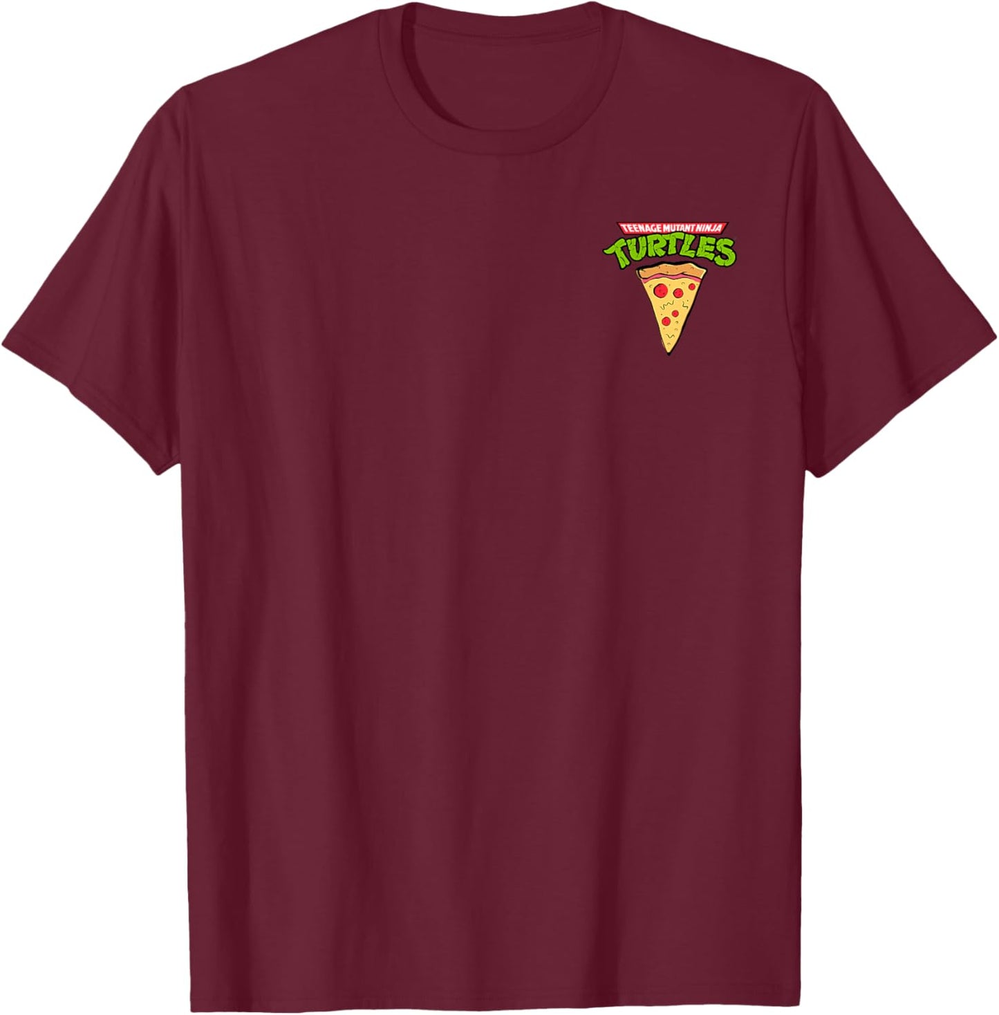 Teenage Mutant Ninja Turtles Pizza Retro Classic Pocket Logo T-Shirt - T-Shirt | Maroon