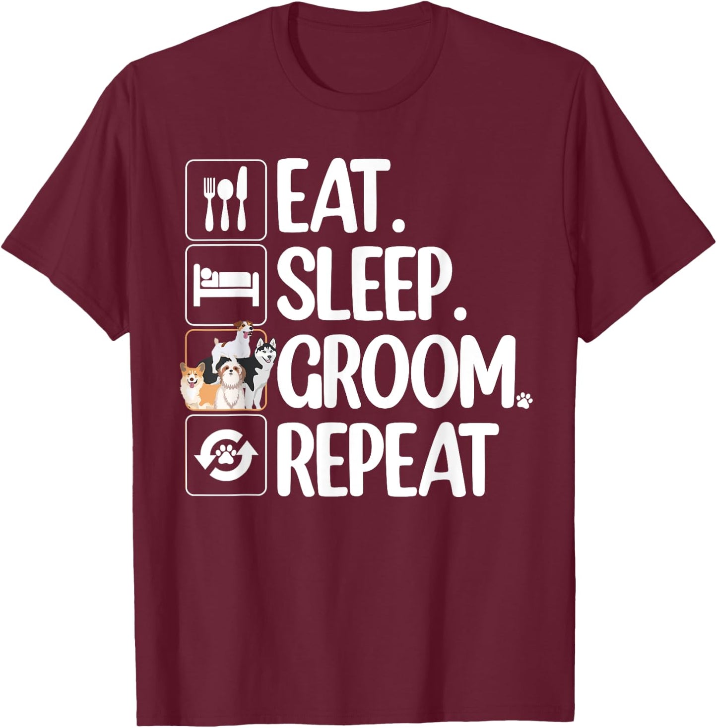 Funny Dog Groomer Design Women Pet Groomer Grooming T-Shirt - T-Shirt | Maroon