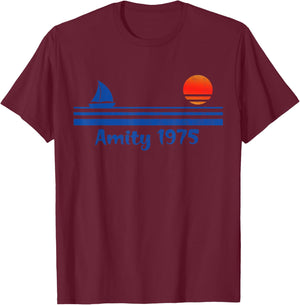 1975 Funny Outfits Shark Lovers Adorable Ocean Happily T-Shirt - T-Shirt | Maroon