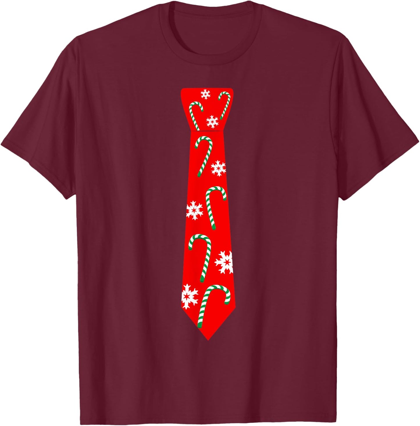 Cute Christmas Neck Tie Xmas Design Candy Cane Gift T-Shirt - T-Shirt | Maroon